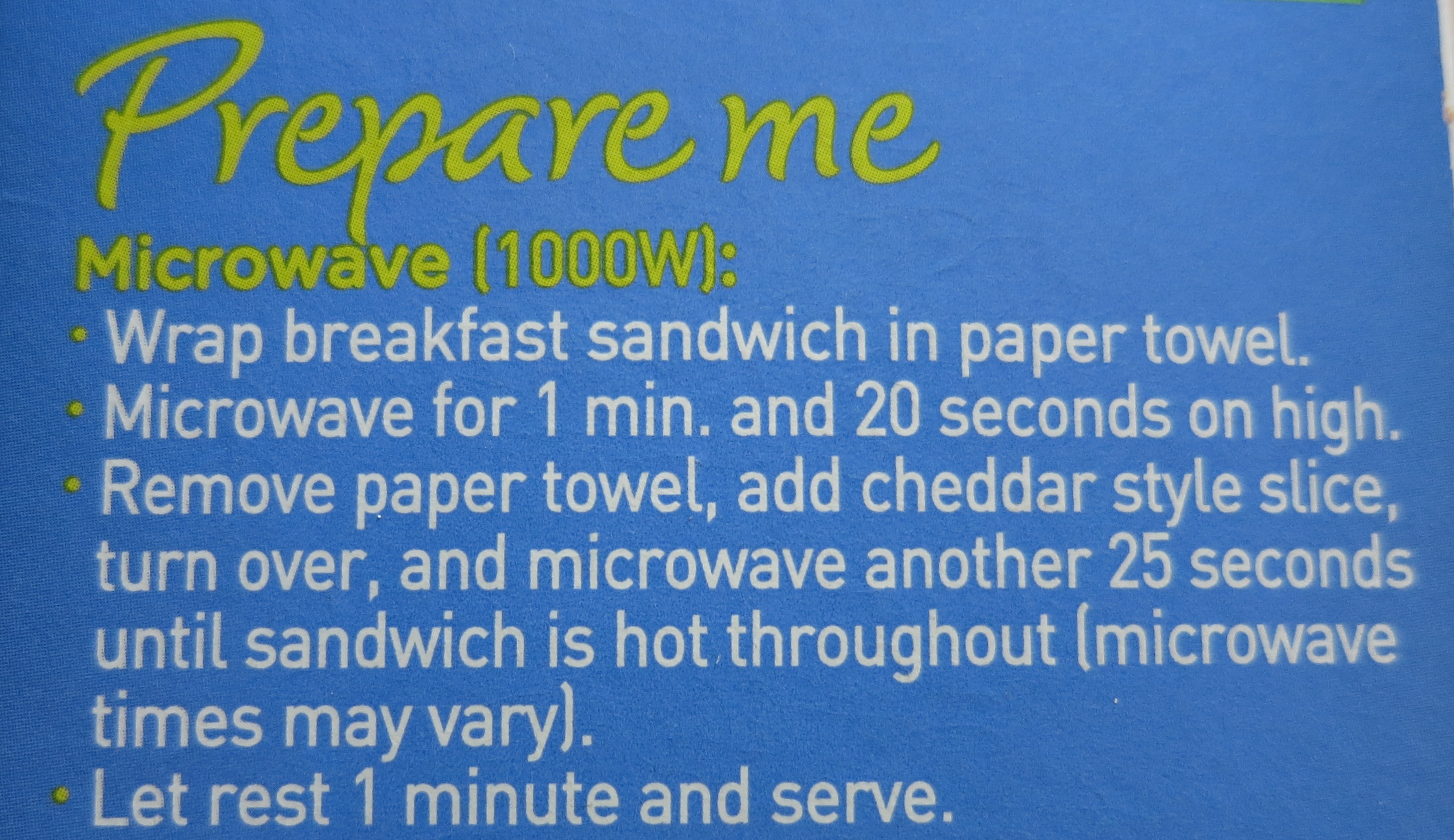 Gardein Breakfast Patties - Microwave Preparation instructions