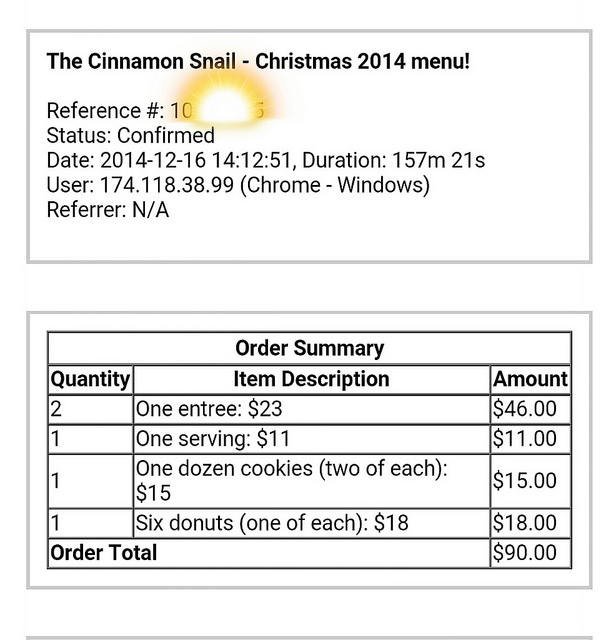 Cinnamon Snail Holiday Order