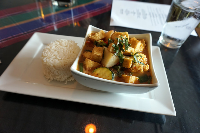 Spicy Massamun Curry with Fried Tofu Cubes